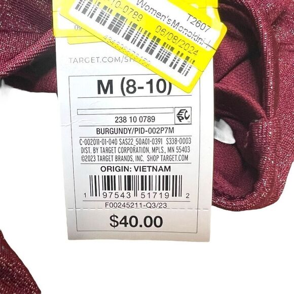 NEW Shade & Shore Monokini Plunge Cut Out High Leg Red Lurex One Piece Swimsuit - Picture 3 of 4